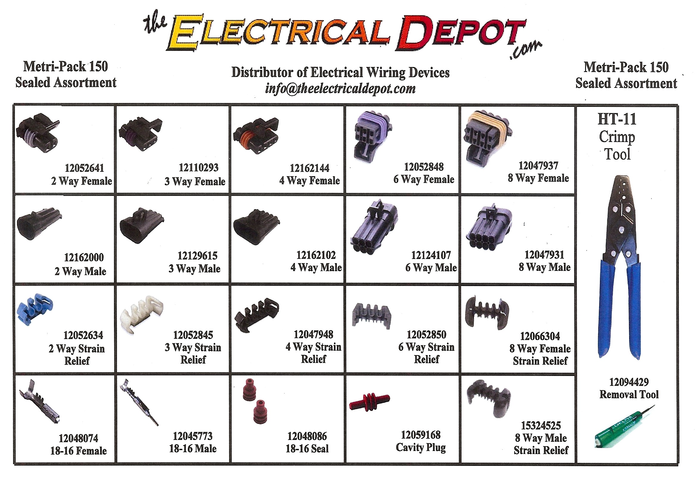 Delphi Metri-Pack 150 Sealed Assortment Kit w/ Crimp Tool & Removal Tool - Click Image to Close